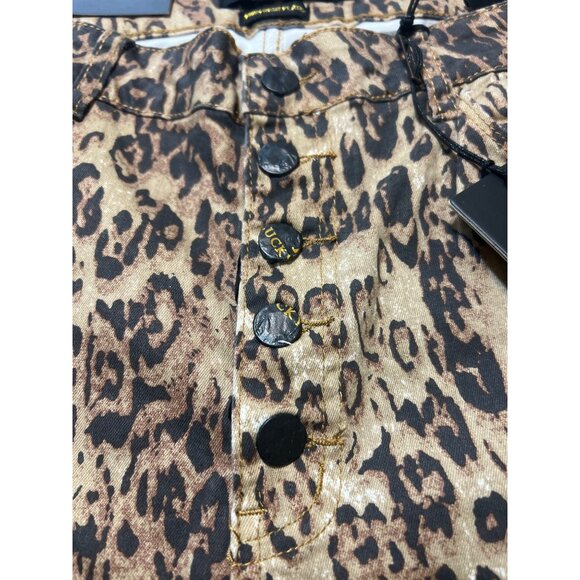 L&B Lucky Blessed Leopard High Rise Flare Jeans Faux Pearls Cheetah Sz 16 NWT - Picture 3 of 8
